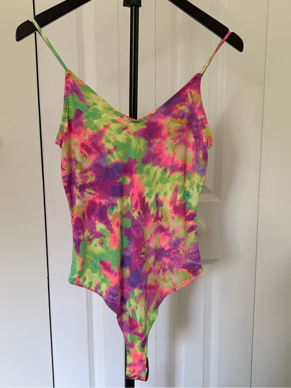 Jasmine Neon Tie-Dye One-Piece Bodysuit - Pink, Green & Purple